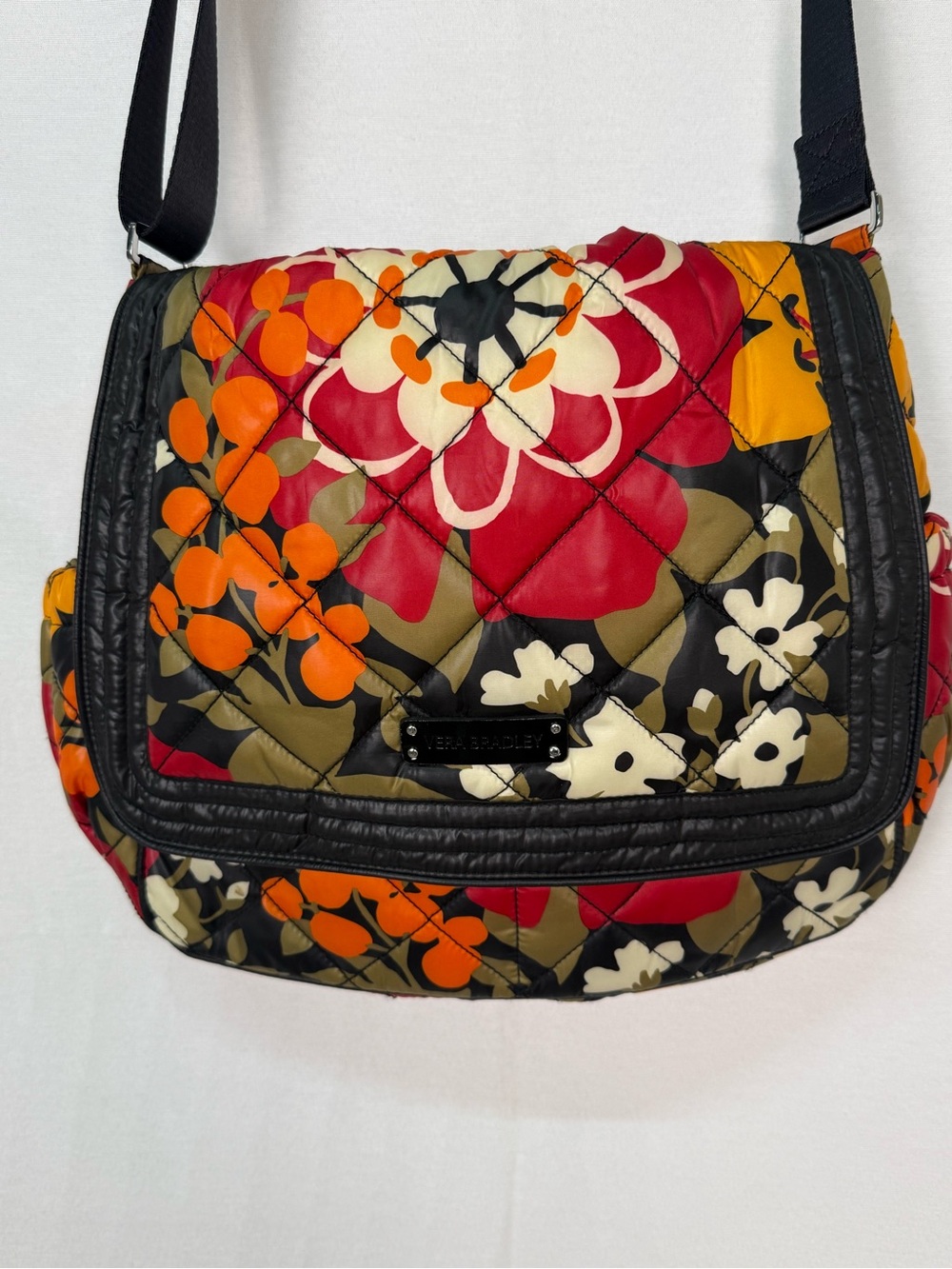 Vera Bradley Quilted Floral Crossbody in Red, Orange, Olive, Cream
